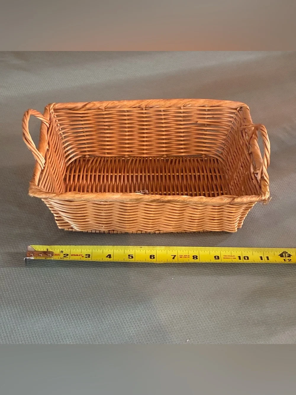 Brown Wicker Basket with Side Handles